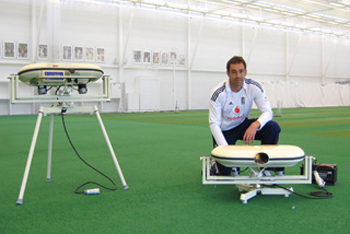 ECB Coach Richard Halsall with BOLAs
