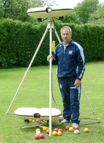 Andy Stovold with bowling machines